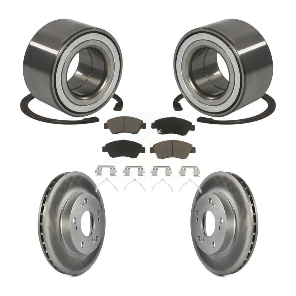 Front Wheel Bearing With Coated Disc Brake Rotors And Ceramic Pads Kit For 2011-2015 Honda CR-Z KBB-118344