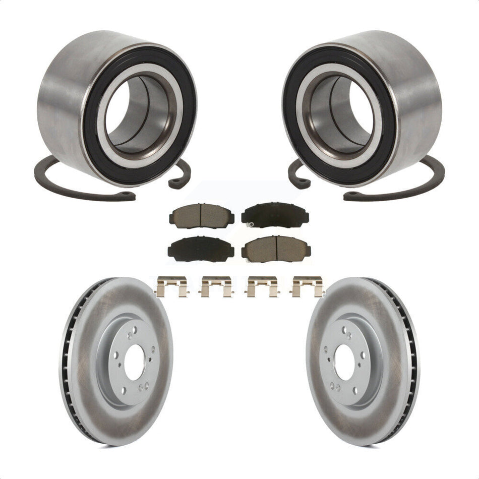 Front Wheel Bearing With Coated Disc Brake Rotors And Ceramic Pads Kit For 2004-2005 Acura TL Automatic transmission KBB-118356