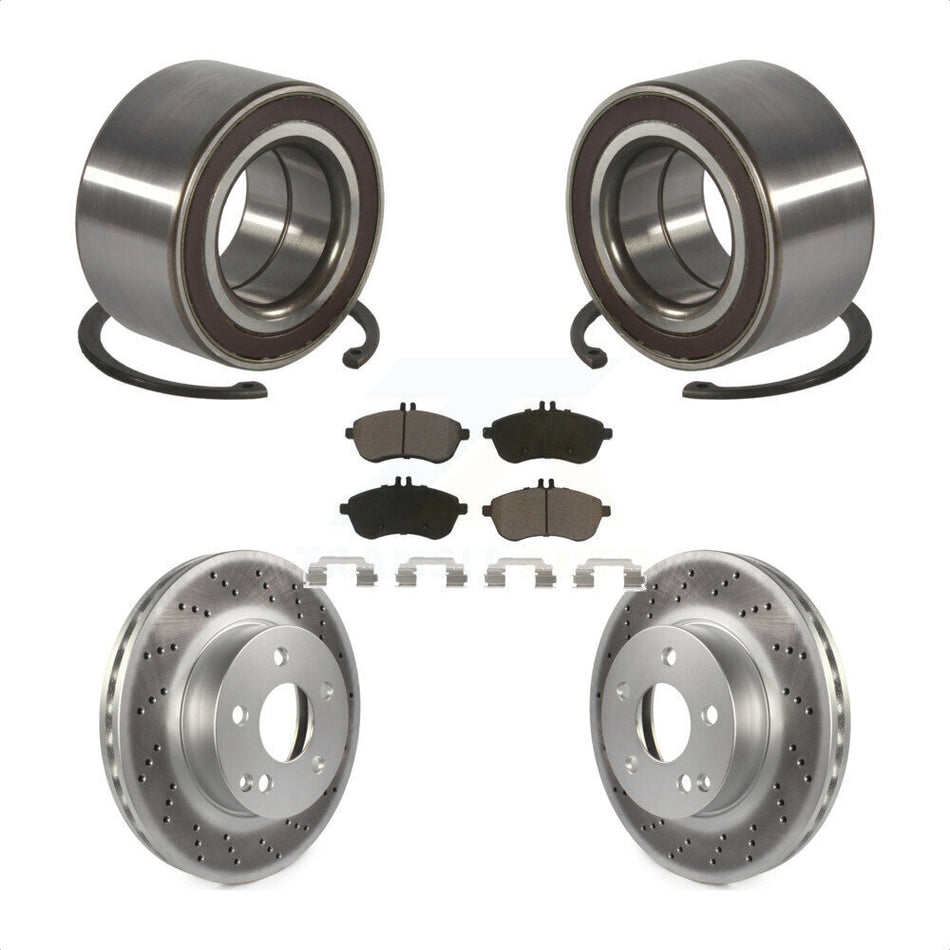 Front Wheel Bearing With Coated Disc Brake Rotors And Ceramic Pads Kit For Mercedes-Benz C300 KBB-118358