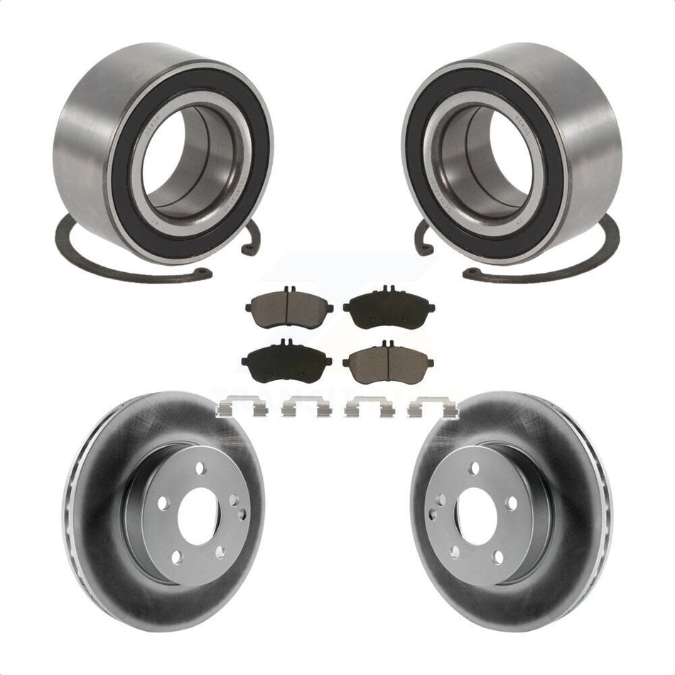 Front Wheel Bearing With Coated Disc Brake Rotors And Ceramic Pads Kit For 2010-2010 Mercedes-Benz C300 C250 AWD KBB-118361