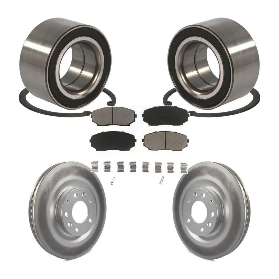 Front Wheel Bearing With Coated Disc Brake Rotors And Ceramic Pads Kit For 2007-2015 Mazda CX-9 KBB-118364