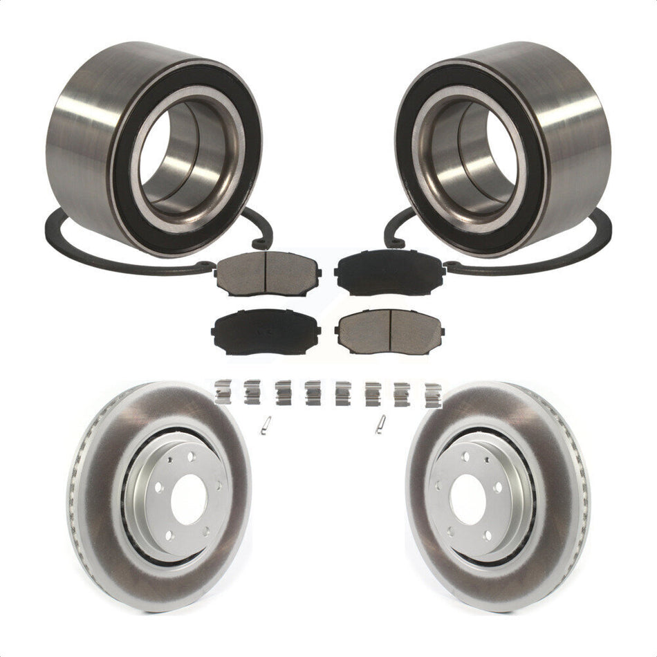 Front Wheel Bearing With Coated Disc Brake Rotors And Ceramic Pads Kit For 2016-2018 Mazda CX-9 KBB-118366