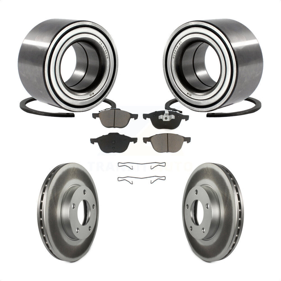 Front Wheel Bearing With Coated Disc Brake Rotors And Ceramic Pads Kit For Mazda 3 KBB-118382