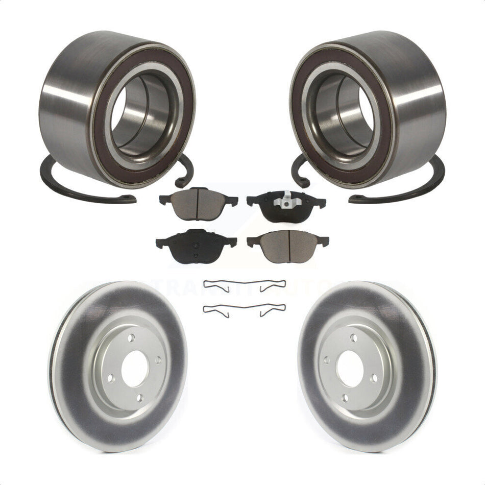 Front Wheel Bearing With Coated Disc Brake Rotors And Ceramic Pads Kit For 2018-2021 Ford EcoSport FWD KBB-118385