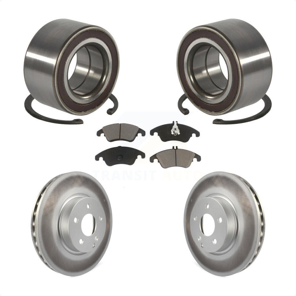 Front Wheel Bearing With Coated Disc Brake Rotors And Ceramic Pads Kit For Mercedes-Benz E350 C300 E400 C350 E250 KBB-118386