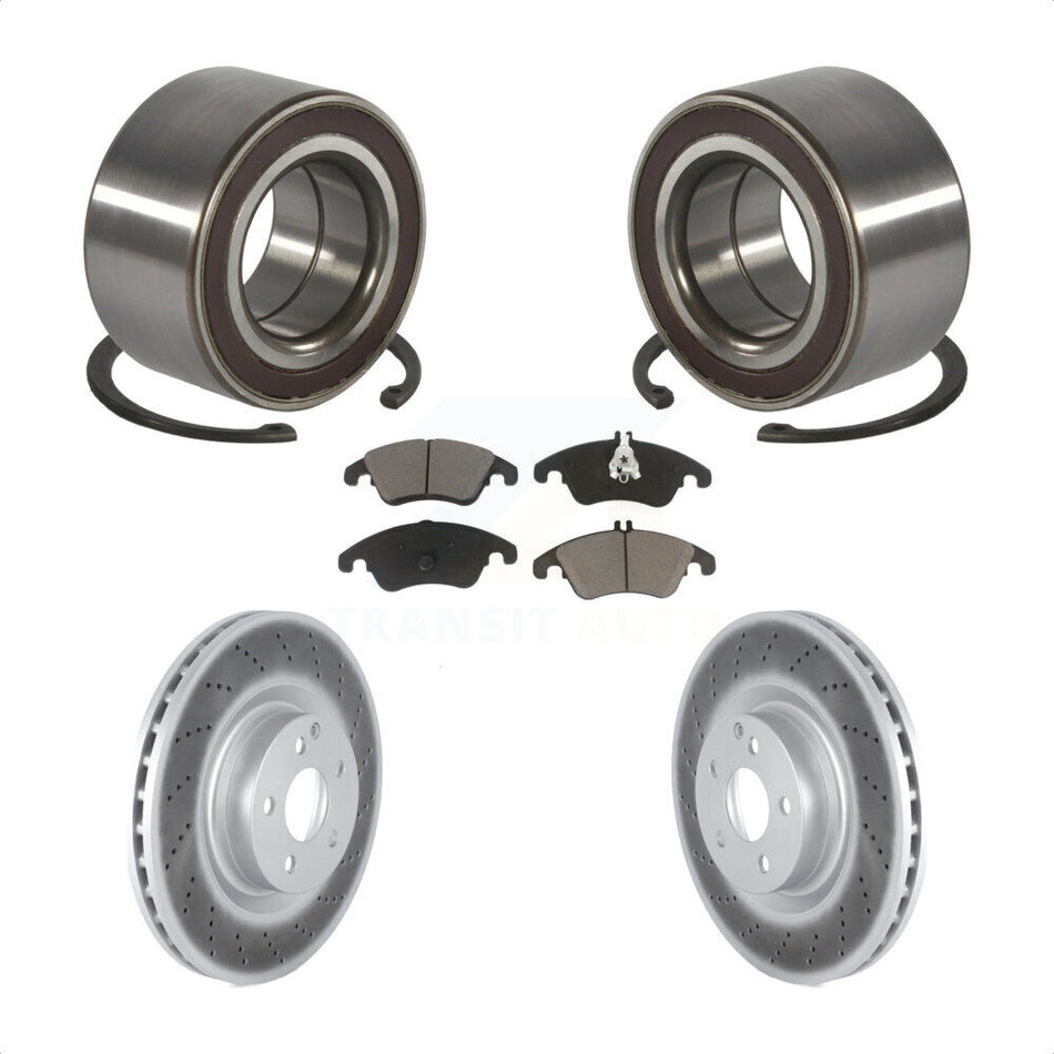 Front Wheel Bearing With Coated Disc Brake Rotors And Ceramic Pads Kit For Mercedes-Benz E400 E550 KBB-118388