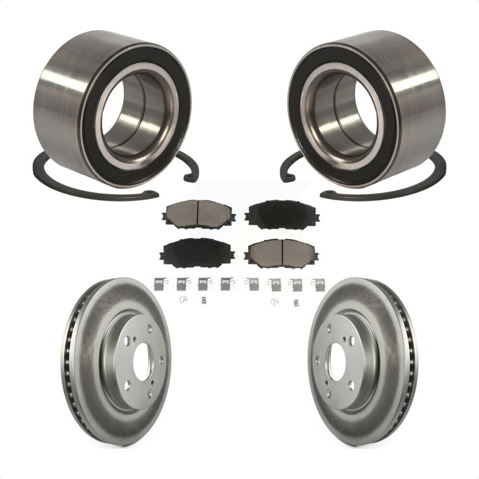 Front Wheel Bearing With Coated Disc Brake Rotors And Ceramic Pads Kit For 2010 Lexus HS250h KBB-118391