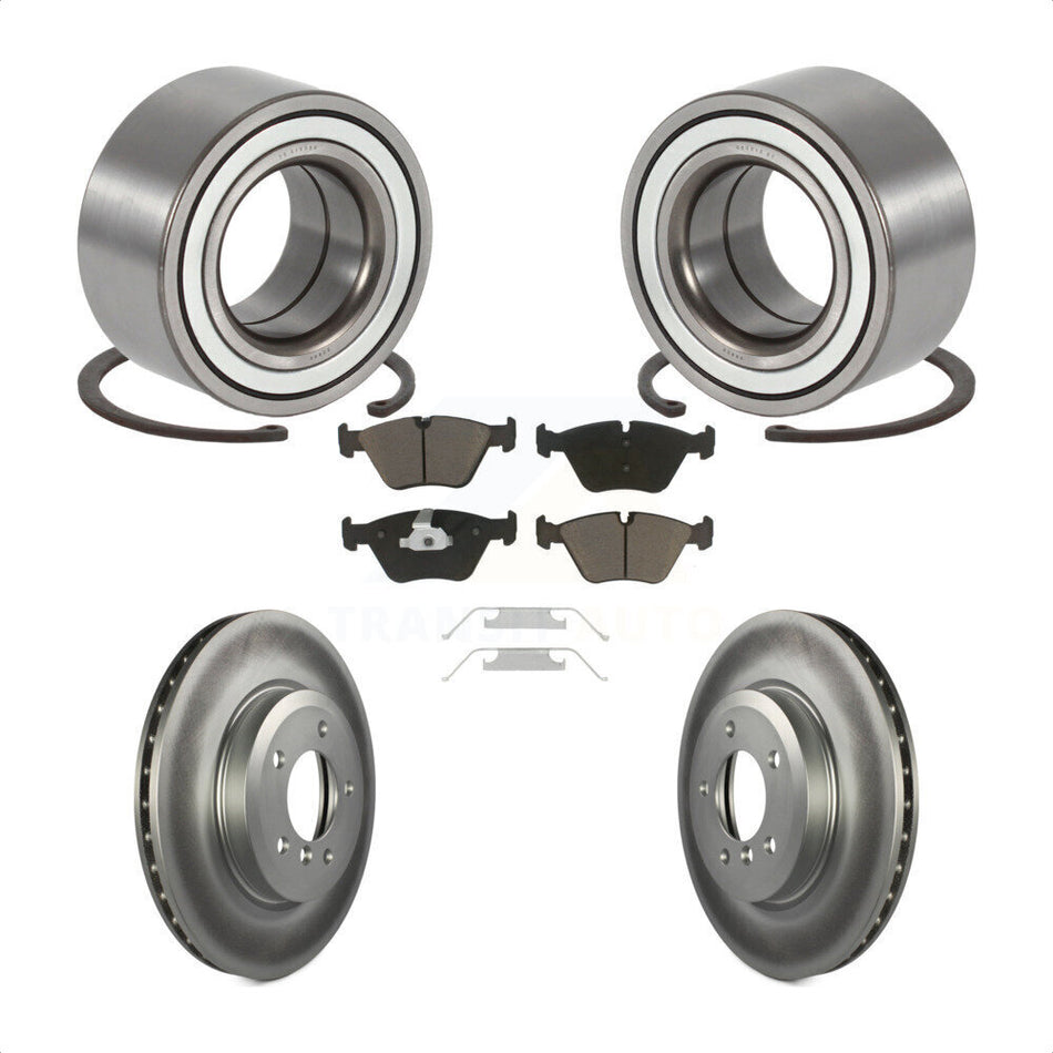 Front Wheel Bearing With Coated Disc Brake Rotors And Ceramic Pads Kit For 2001-2005 BMW 330xi KBB-118406