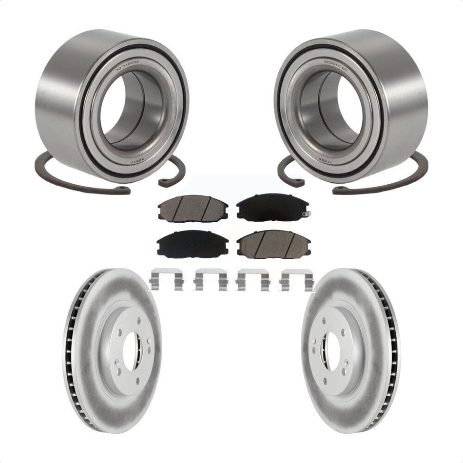 Front Wheel Bearing With Coated Disc Brake Rotors And Ceramic Pads Kit For 2001-2006 Hyundai Santa Fe 294mm Diameter Rotor KBB-118408