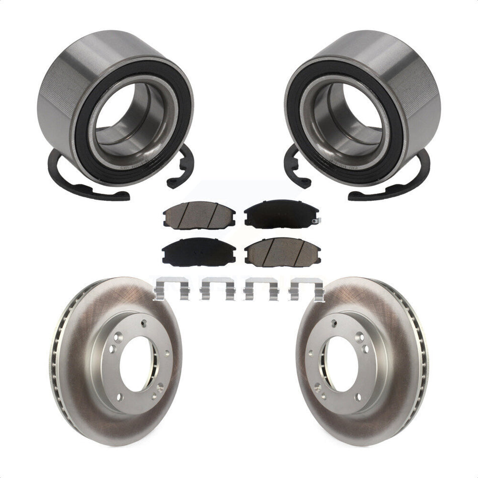 Front Wheel Bearing With Coated Disc Brake Rotors And Ceramic Pads Kit For 2003-2006 Kia Sorento KBB-118409