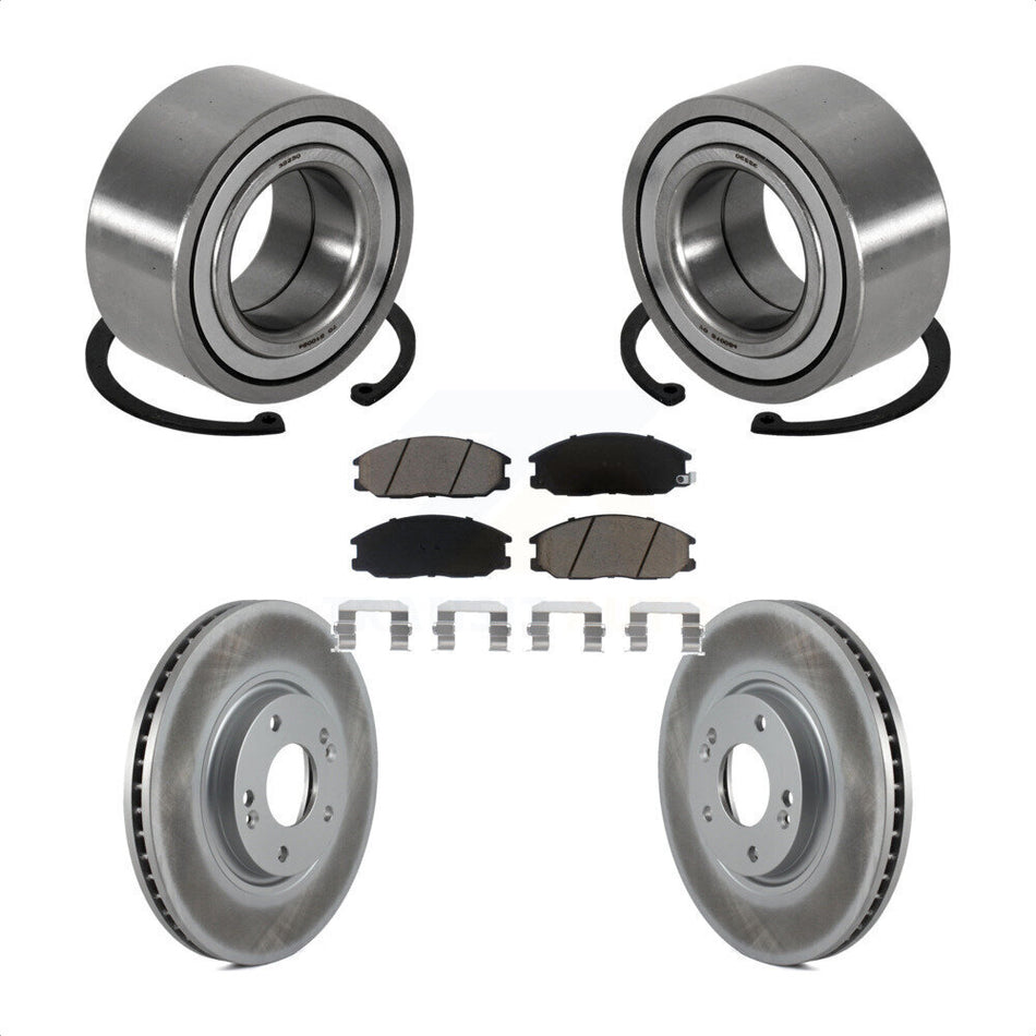 Front Wheel Bearing With Coated Disc Brake Rotors And Ceramic Pads Kit For 2004-2006 Kia Amanti KBB-118410