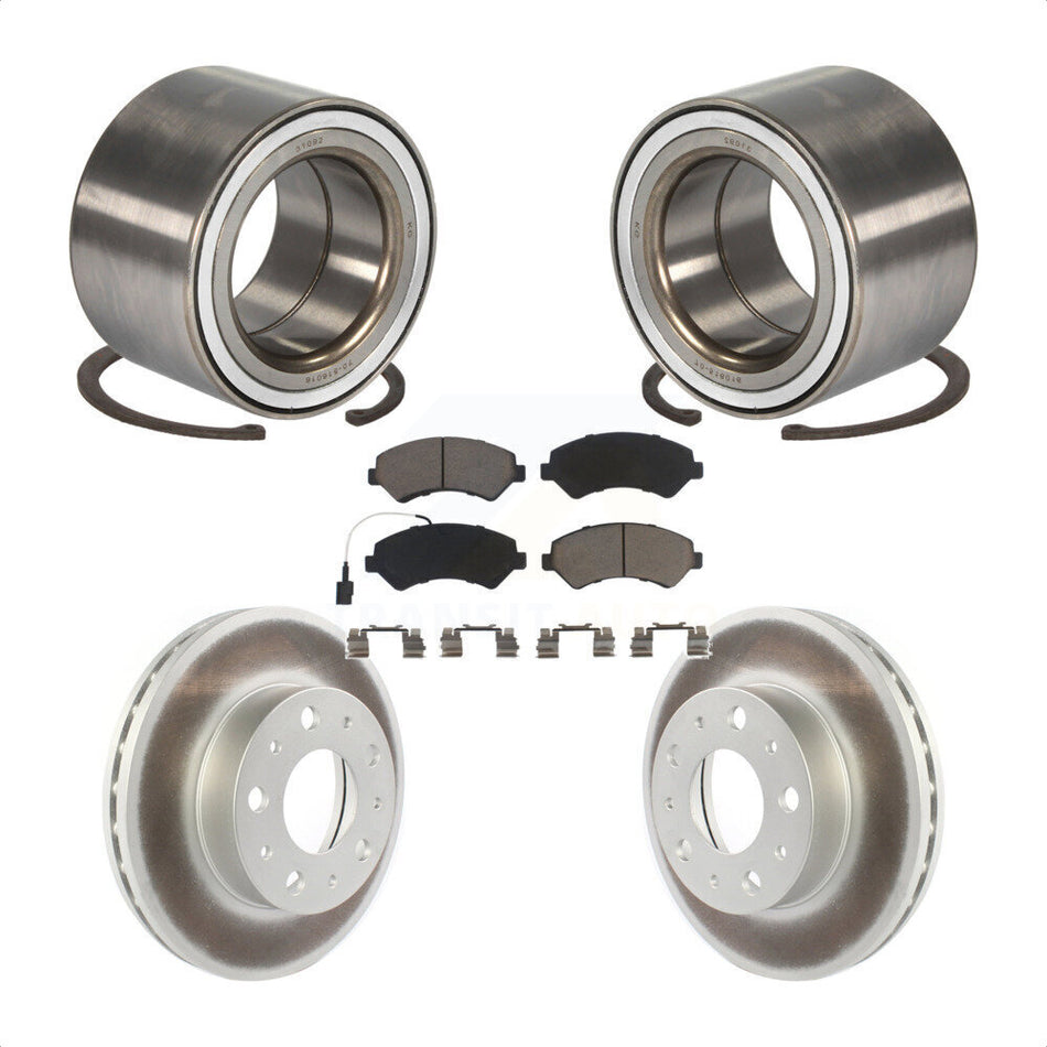 Front Wheel Bearing With Coated Disc Brake Rotors And Ceramic Pads Kit For Ram ProMaster 1500 2500 3500 KBB-118412