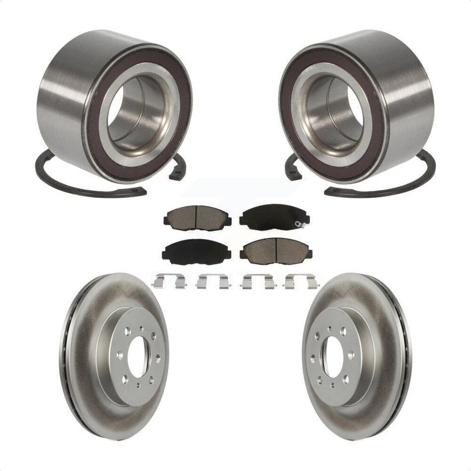Front Wheel Bearing With Coated Disc Brake Rotors And Ceramic Pads Kit For Honda Insight KBB-118413