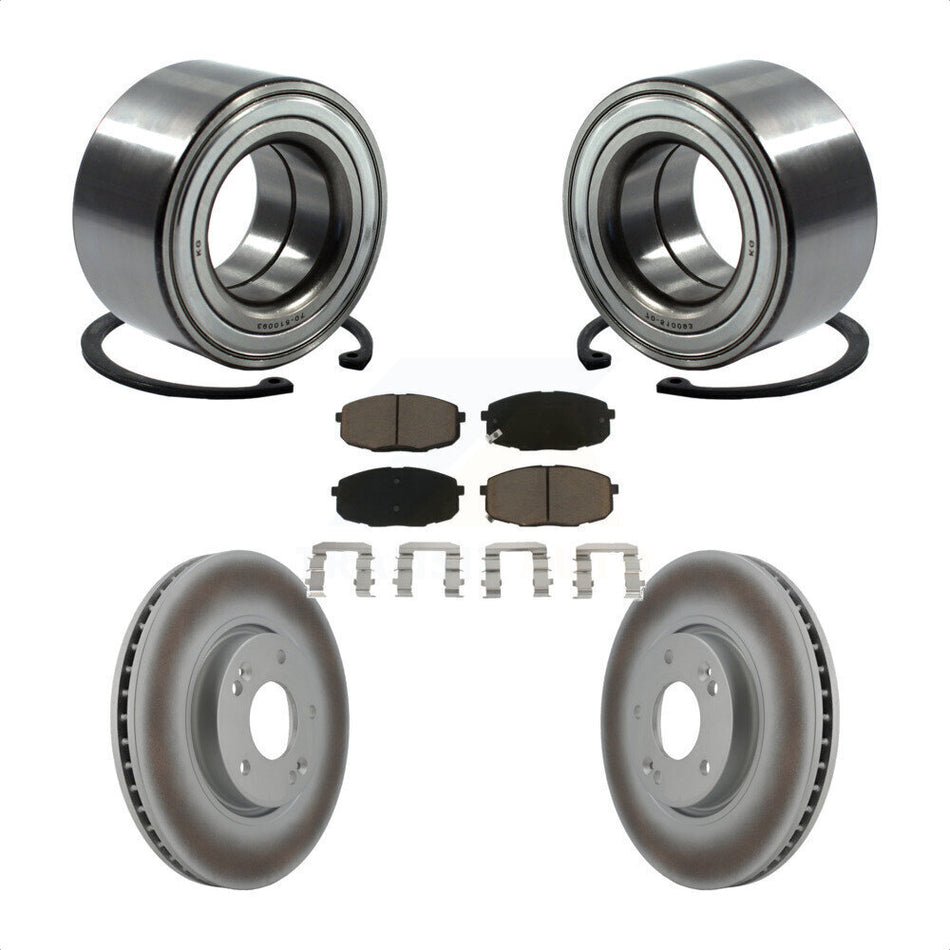 Front Wheel Bearing With Coated Disc Brake Rotors And Ceramic Pads Kit For Kia Forte Koup Forte5 KBB-118419