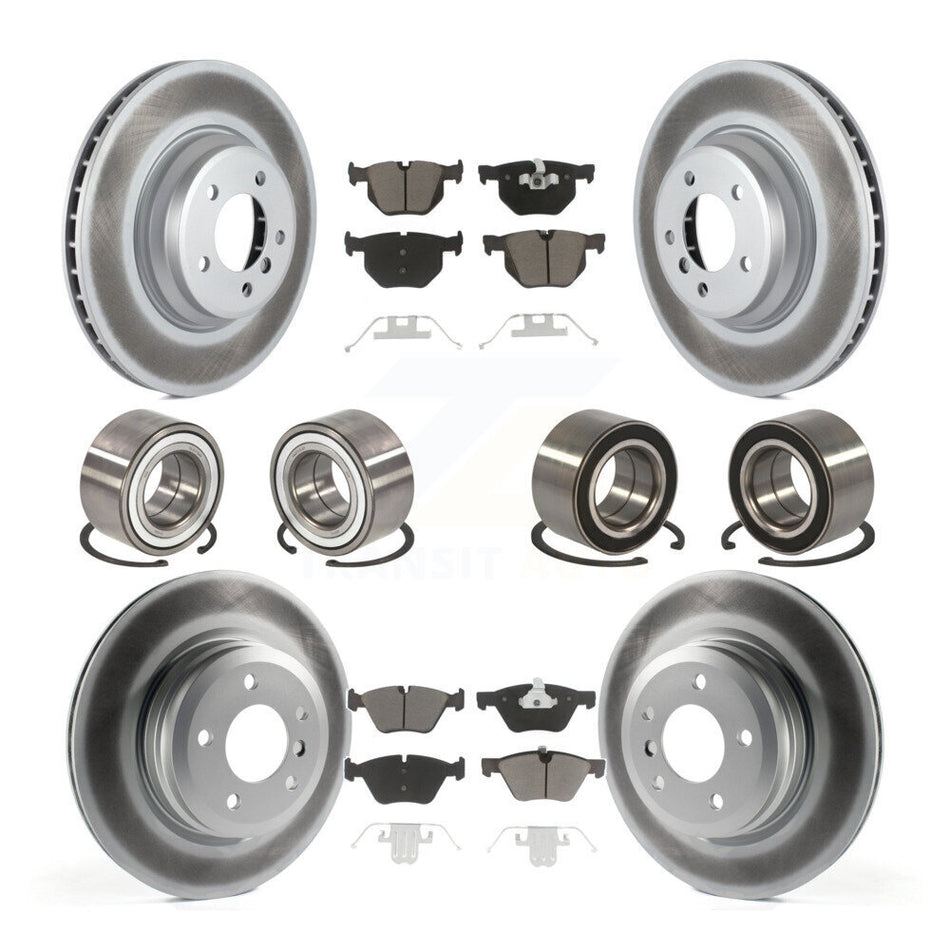Front Rear Wheel Bearings Coated Disc Brake Rotors And Ceramic Pads Kit (10Pc) For 2007 BMW 335xi KBB-118442