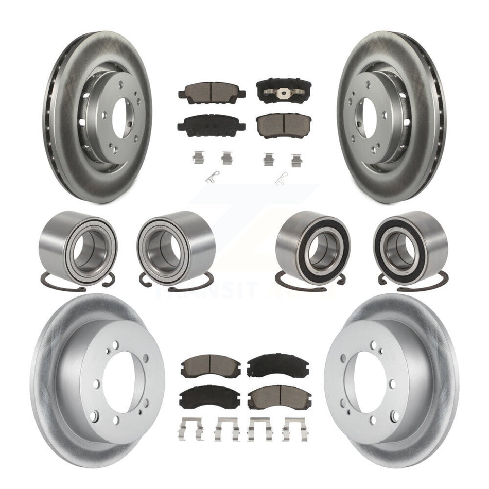 Front Rear Wheel Bearings Coated Disc Brake Rotors And Ceramic Pads Kit (10Pc) For 2005-2006 Mitsubishi Outlander AWD KBB-118445