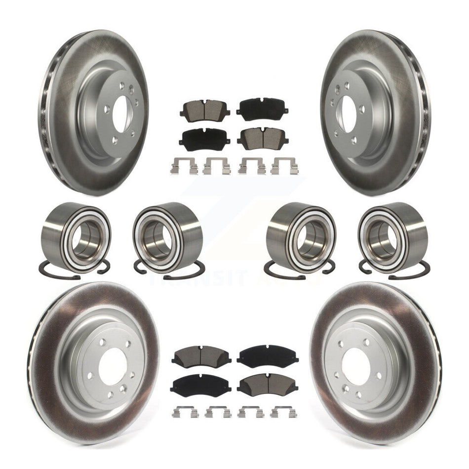 Front Rear Wheel Bearings Coated Disc Brake Rotors And Ceramic Pads Kit (10Pc) For Land Rover Range Sport Discovery KBB-118448