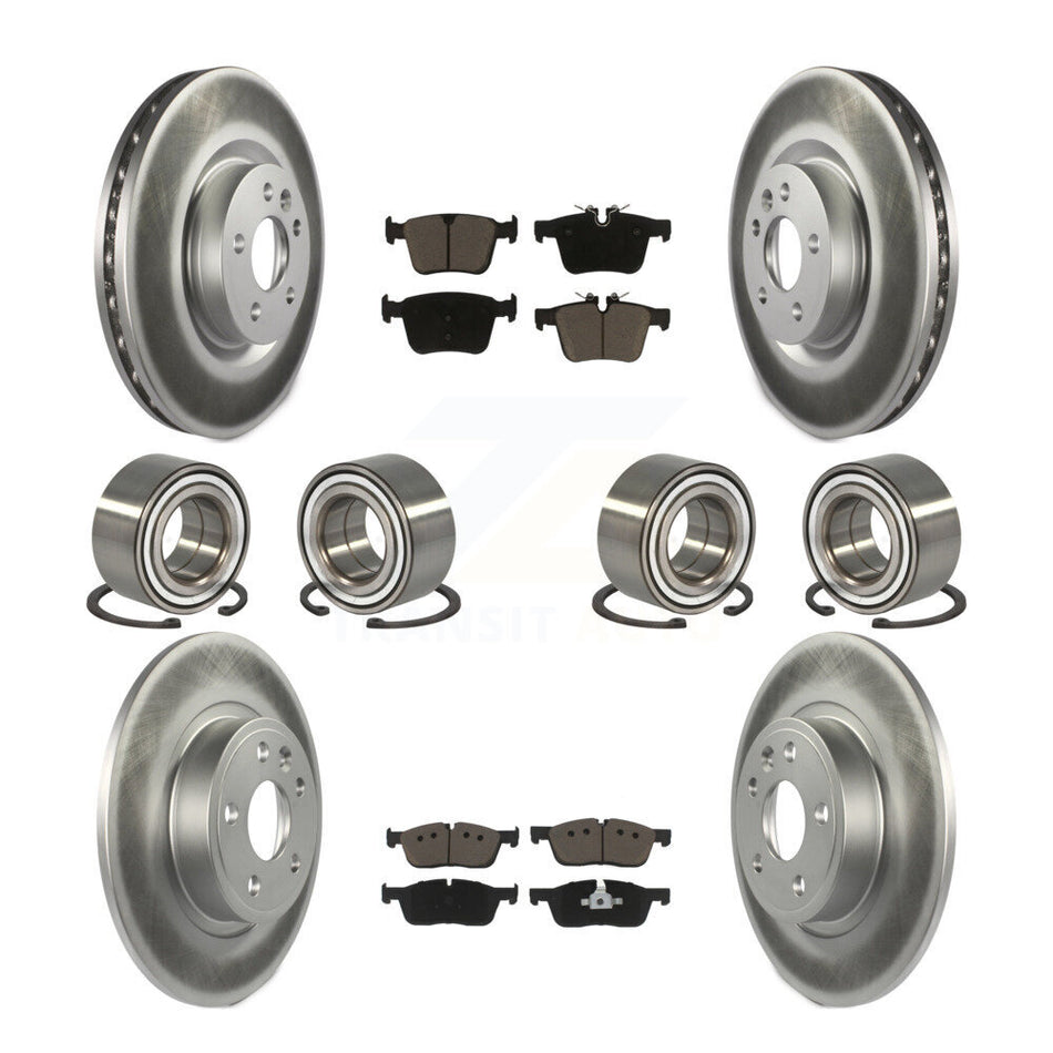Front Rear Wheel Bearings Coated Disc Brake Rotors And Ceramic Pads Kit (10Pc) For 2015-2017 Land Rover Discovery Sport KBB-118450