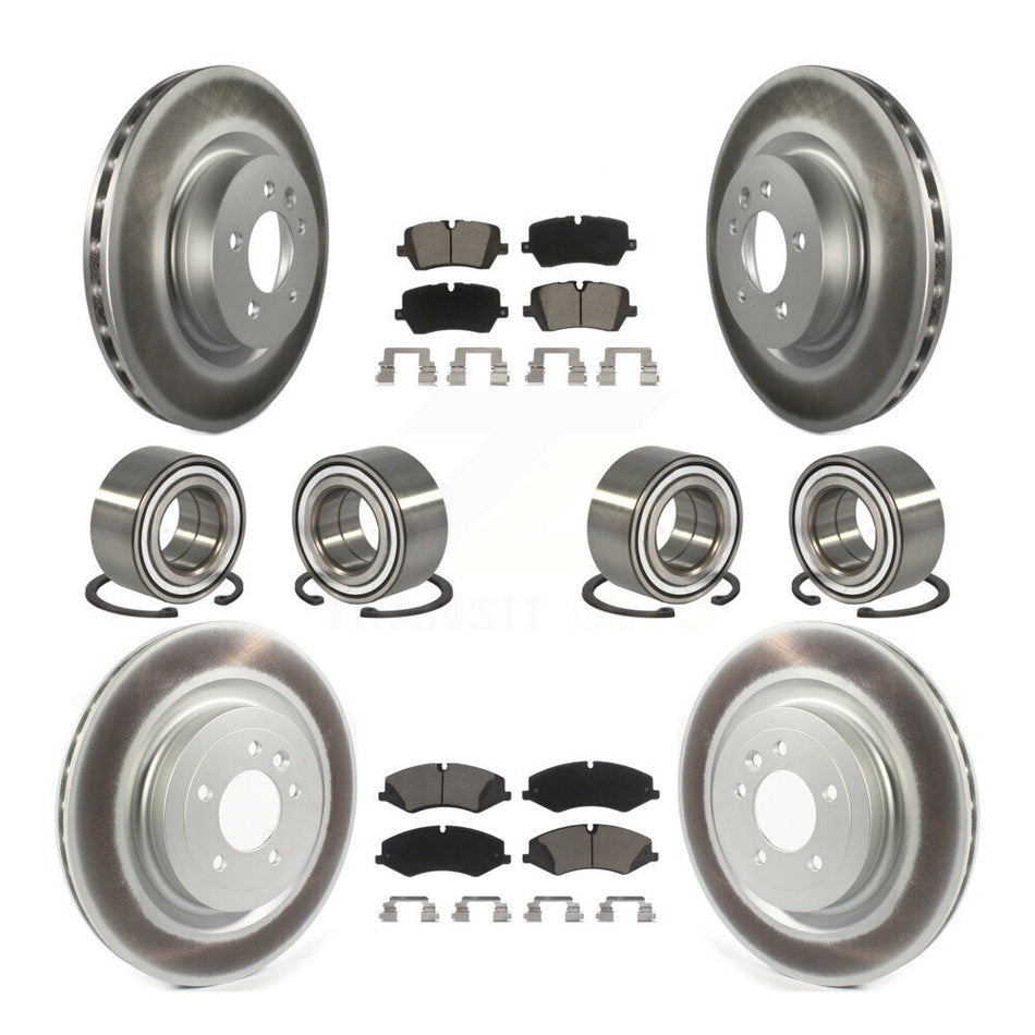 Front Rear Wheel Bearings Coated Disc Brake Rotors And Ceramic Pads Kit (10Pc) For 2017 Land Rover Range Sport HSE SE with GAS engine KBB-118451