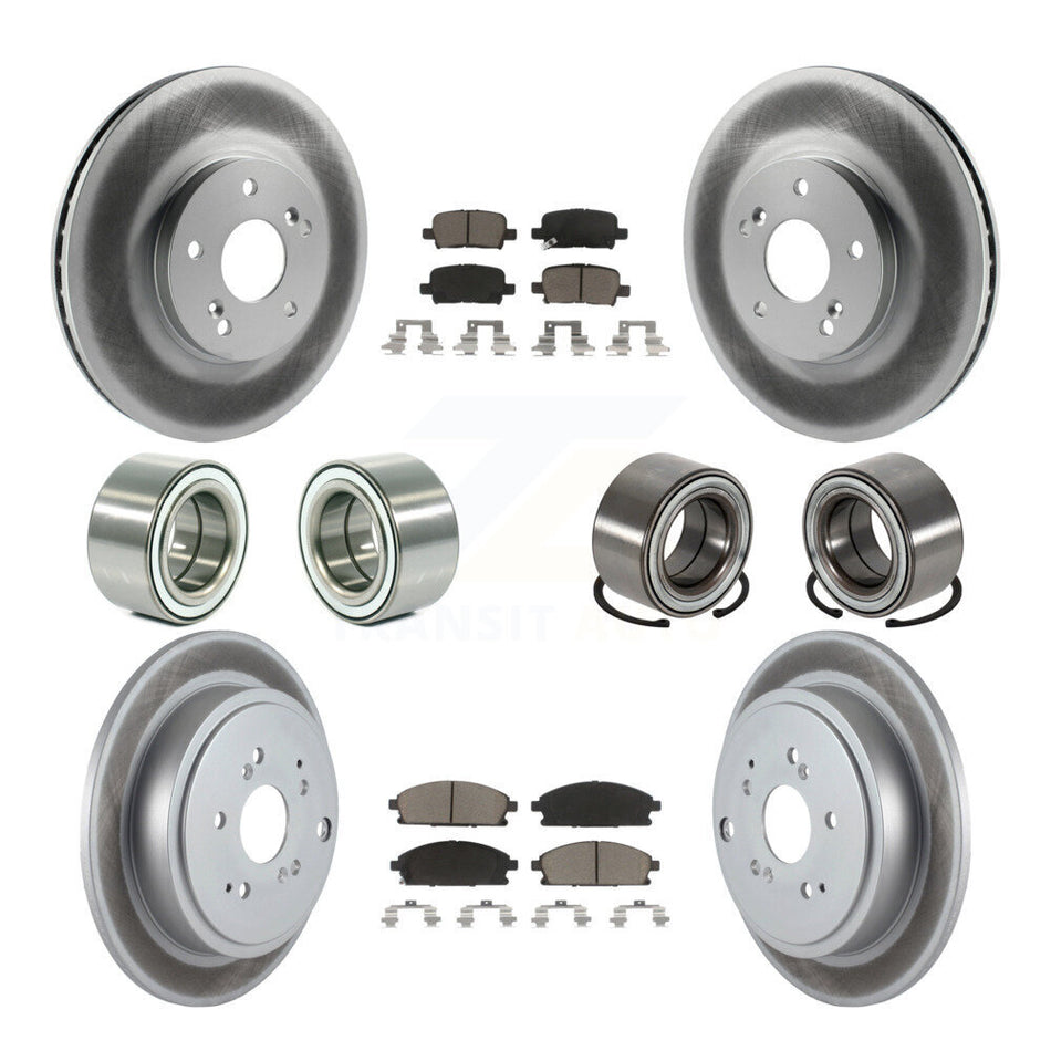 Front Rear Wheel Bearings Coated Disc Brake Rotors And Ceramic Pads Kit (10Pc) For 2003-2006 Acura MDX KBB-118452