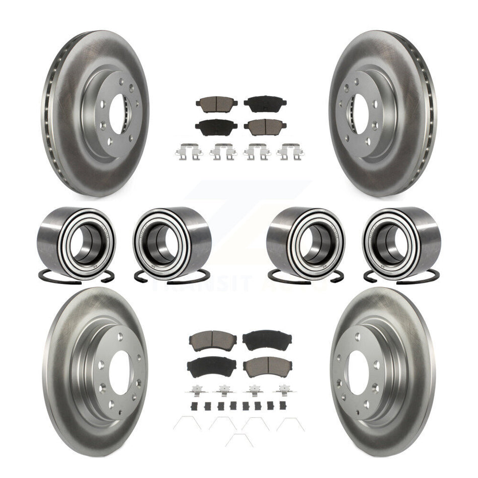 Front Rear Wheel Bearings Coated Disc Brake Rotors And Ceramic Pads Kit (10Pc) For Ford Fusion Lincoln MKZ Mercury Milan KBB-118459