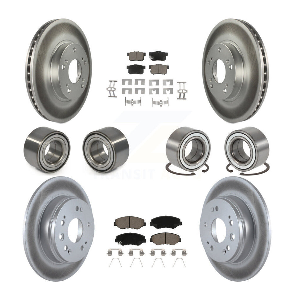 Front Rear Wheel Bearings Coated Disc Brake Rotors And Ceramic Pads Kit (10Pc) For Honda CR-V KBB-118462