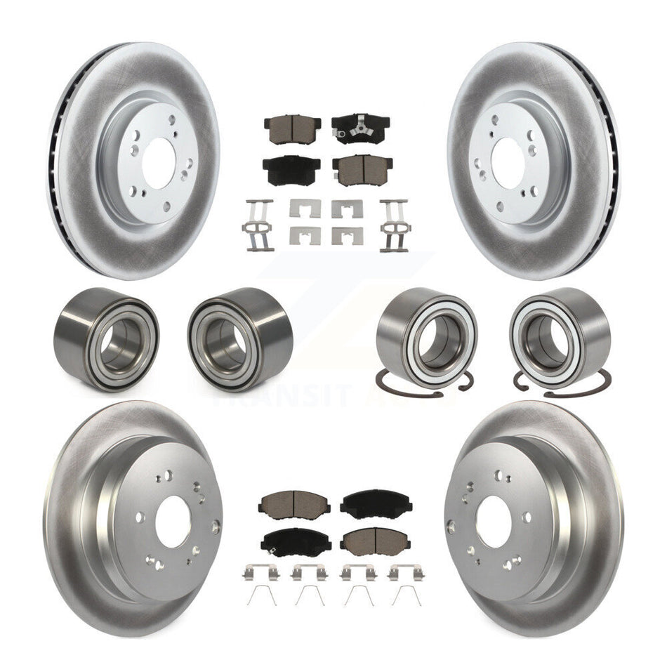 Front Rear Wheel Bearings Coated Disc Brake Rotors And Ceramic Pads Kit (10Pc) For 2005-2006 Honda CR-V KBB-118464