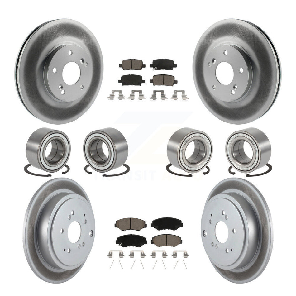 Front Rear Wheel Bearings Coated Disc Brake Rotors And Ceramic Pads Kit (10Pc) For 2003-2004 Honda Pilot KBB-118469