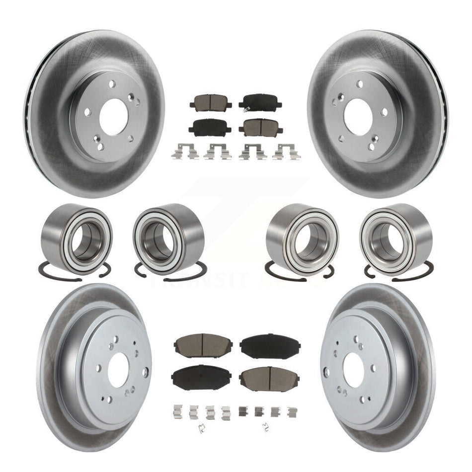 Front Rear Wheel Bearings Coated Disc Brake Rotors And Ceramic Pads Kit (10Pc) For 2001-2002 Acura MDX KBB-118470