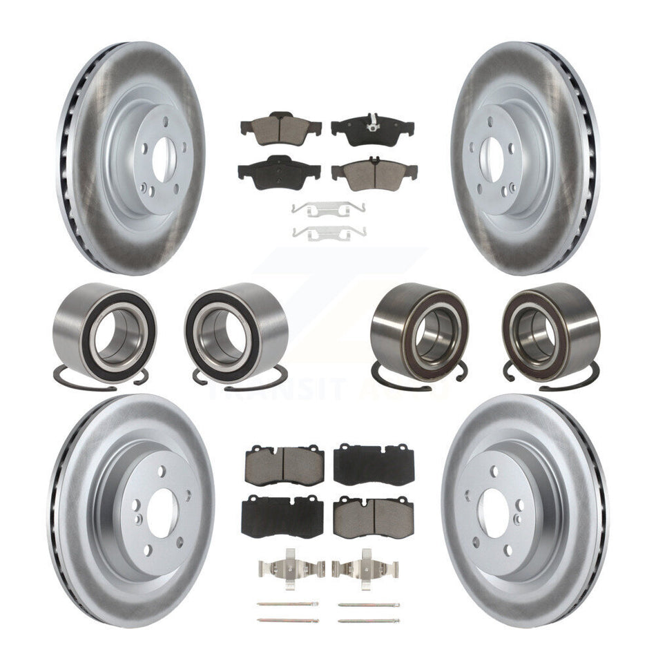 Front Rear Wheel Bearings Coated Disc Brake Rotors And Ceramic Pads Kit (10Pc) For 2012 Mercedes-Benz S350 With Sport Package KBB-118471