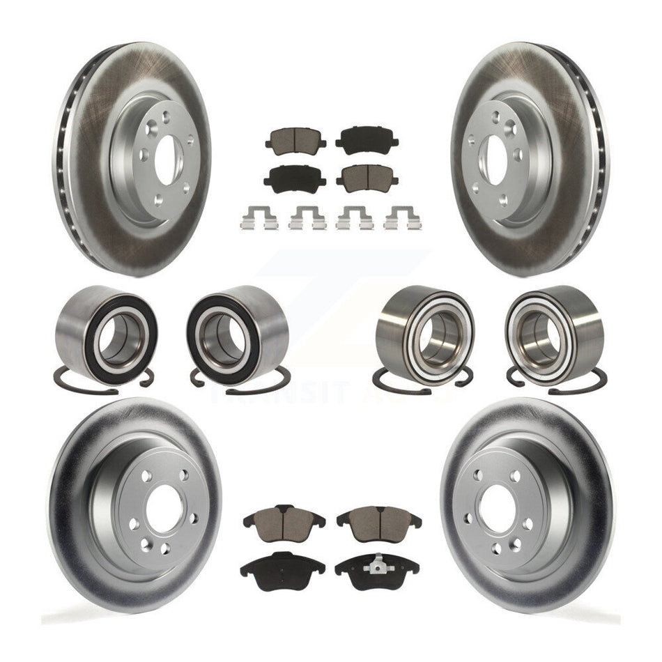 Front Rear Wheel Bearings Coated Disc Brake Rotors And Ceramic Pads Kit (10Pc) For 2012-2015 Land Rover Range Evoque KBB-118478
