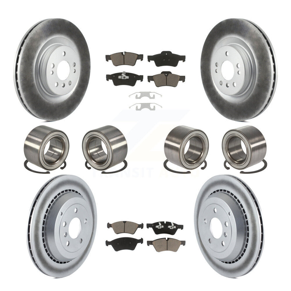 Front Rear Wheel Bearings Coated Disc Brake Rotors And Ceramic Pads Kit (10Pc) For Mercedes-Benz GL450 GL550 GL350 GL320 KBB-118482