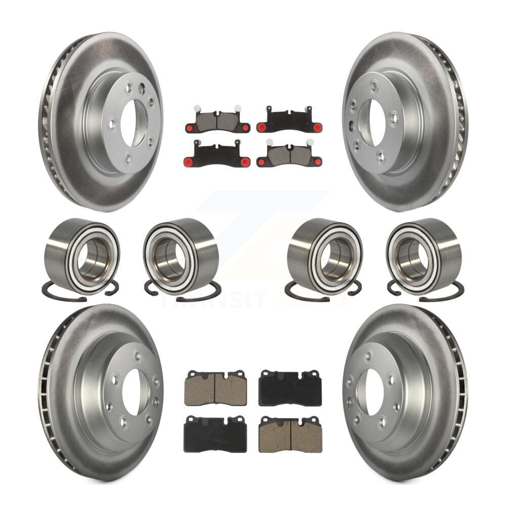 Front Rear Bearings Coated Disc Brake Rotors And Pads Kit (10Pc) For Volkswagen Touareg KBB-118495