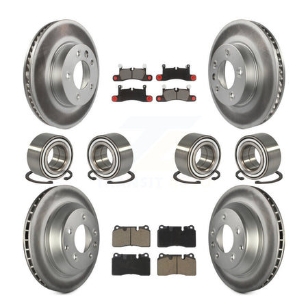 Front Rear Bearings Coated Disc Brake Rotors And Pads Kit (10Pc) For Volkswagen Touareg KBB-118495