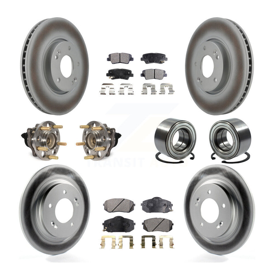 Front Rear Wheel Hub Bearings Assembly Coated Disc Brake Rotors And Semi-Metallic Pads Kit (10Pc) For Kia Soul EV KBB-118498