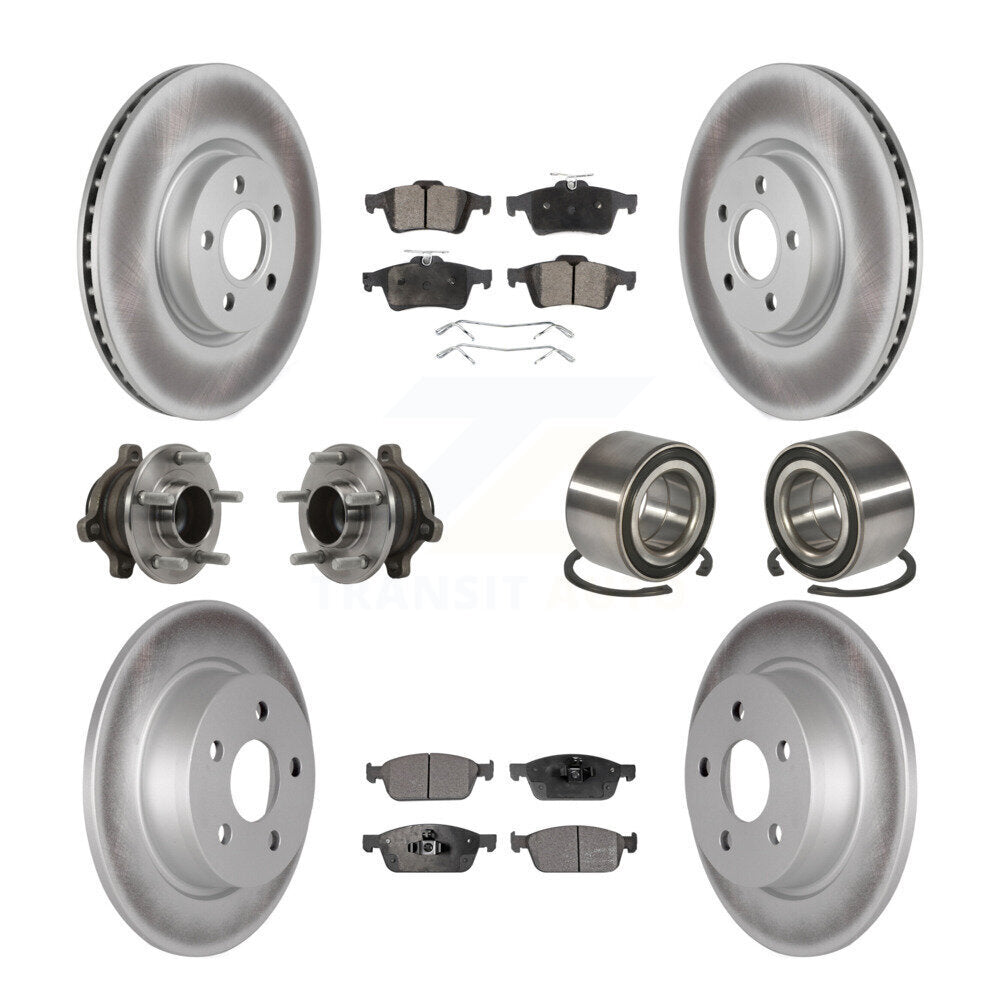 Front Rear Hub Bearing Coated Disc Brake Rotor & Pads Kit (10Pc) For Ford Transit Connect KBB-118500