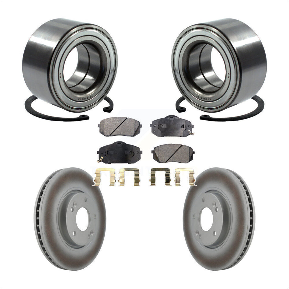 Front Wheel Bearing With Coated Disc Brake Rotors And Semi-Metallic Pads Kit For 2015-2016 Kia Soul EV KBB-118509
