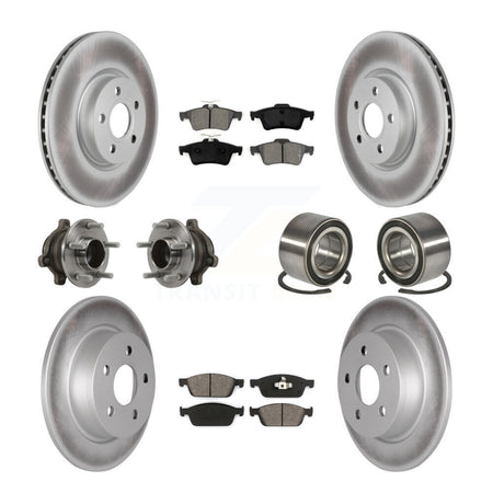 Front Rear Hub Bearing Coated Disc Brake Rotor & Pads Kit (10Pc) For Ford Transit Connect KBB-118519
