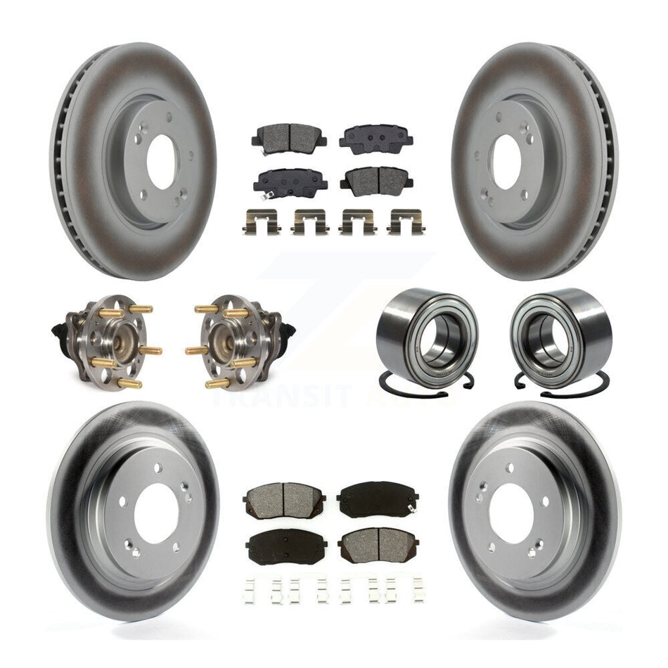Front Rear Wheel Hub Bearing Coated Disc Brake Rotors And Pads Kit (10Pc) For Kia Soul EV KBB-118522