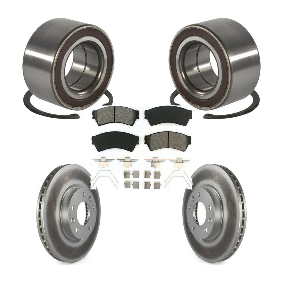 Front Wheel Bearing With Coated Disc Brake Rotors And Semi-Metallic Pads Kit For 2009-2013 Mazda 6 2.5L KBB-118524