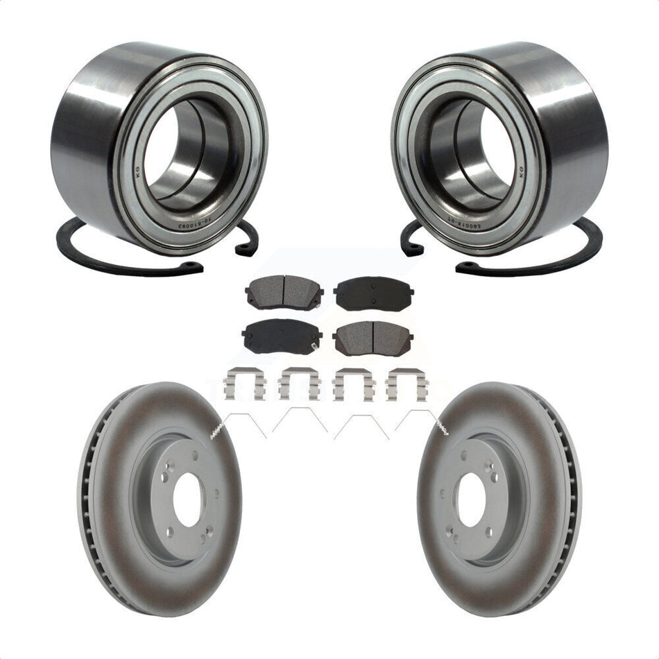 Front Wheel Bearing With Coated Disc Brake Rotors And Semi-Metallic Pads Kit For 2017-2019 Kia Soul EV KBB-118526