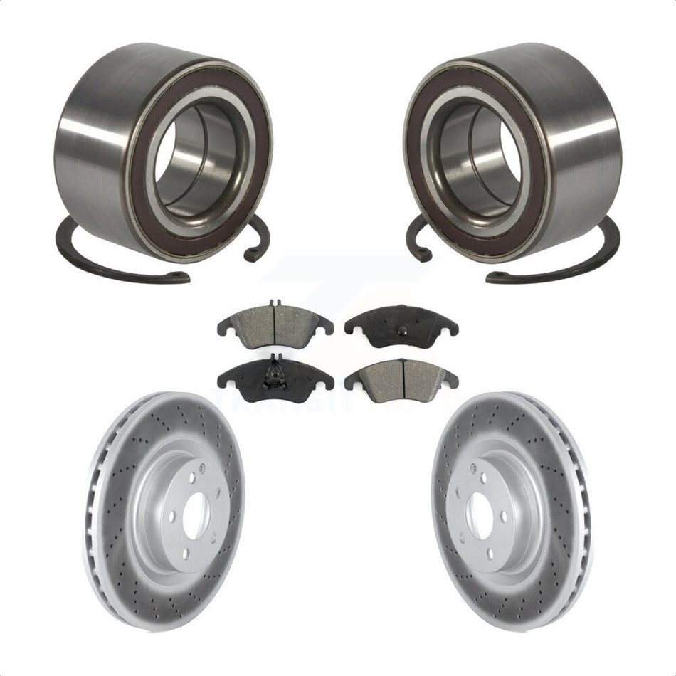 Front Wheel Bearing With Coated Disc Brake Rotors And Semi-Metallic Pads Kit For Mercedes-Benz E400 E550 KBB-118530
