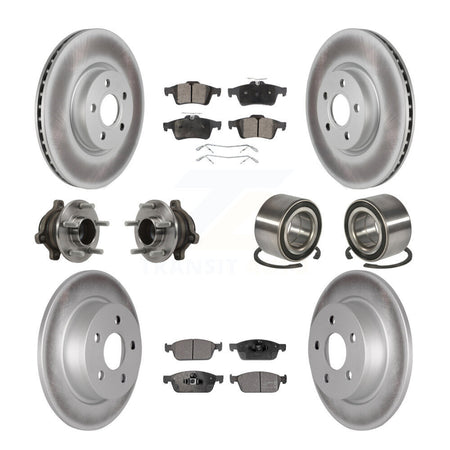 Front Rear Hub Bearing Coated Disc Brake Rotor & Pads Kit (10Pc) For Ford Transit Connect KBB-118533