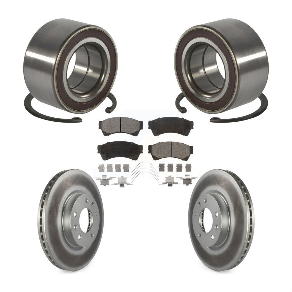 Front Wheel Bearing With Coated Disc Brake Rotors And Ceramic Pads Kit For 2009-2013 Mazda 6 2.5L KBB-118545