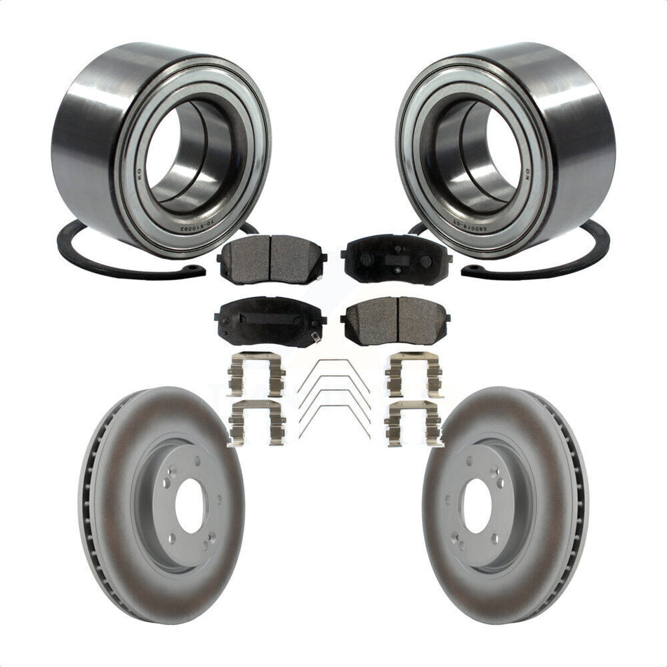Front Wheel Bearing With Coated Disc Brake Rotors And Ceramic Pads Kit For 2017-2019 Kia Soul EV KBB-118547