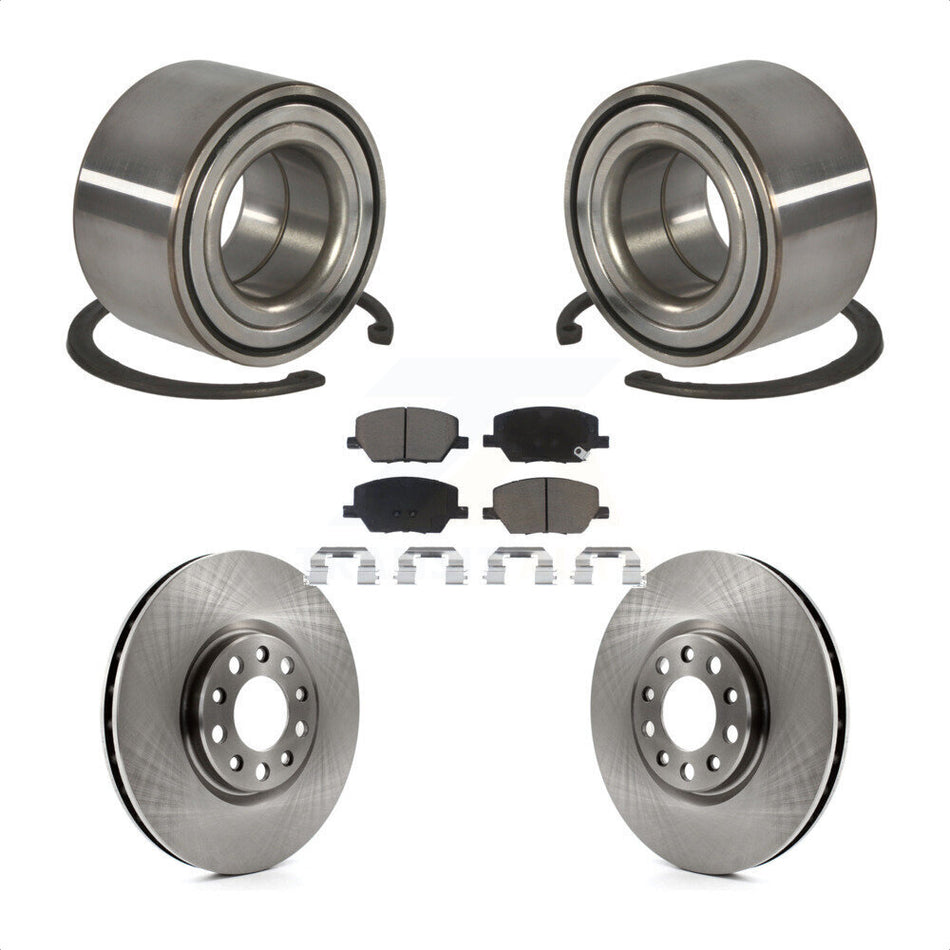 Front Wheel Bearing With Disc Brake Rotors And Ceramic Pads Kit For 2016-2018 Fiat 500X KBB-118581
