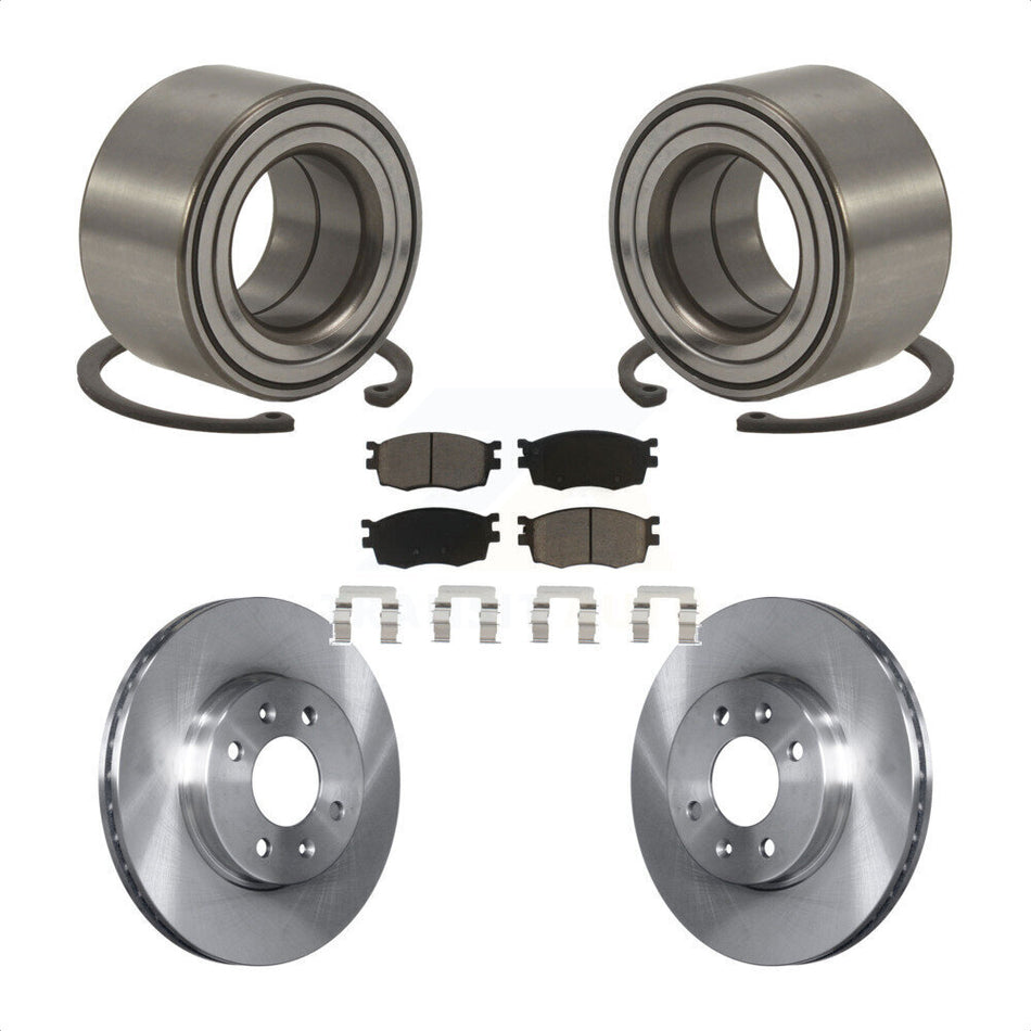 Front Wheel Bearing With Disc Brake Rotors And Ceramic Pads Kit For Hyundai Accent Kia Rio Rio5 KBB-118584