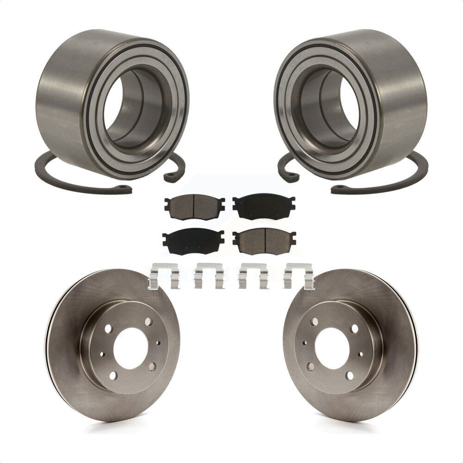 Front Wheel Bearing With Disc Brake Rotors And Ceramic Pads Kit For 2006 Hyundai Accent Hatchback KBB-118585