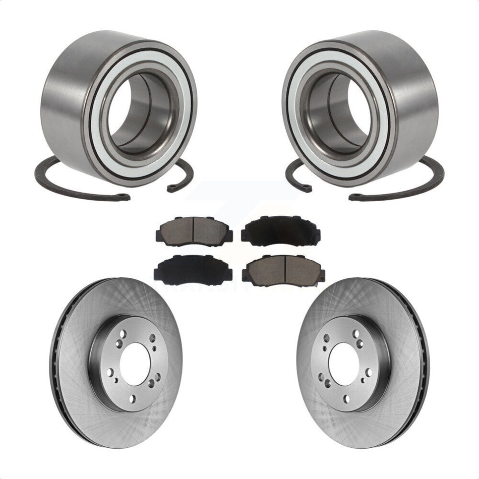 Front Wheel Bearing With Disc Brake Rotors And Ceramic Pads Kit For 1997-2001 Honda CR-V Prelude KBB-118589