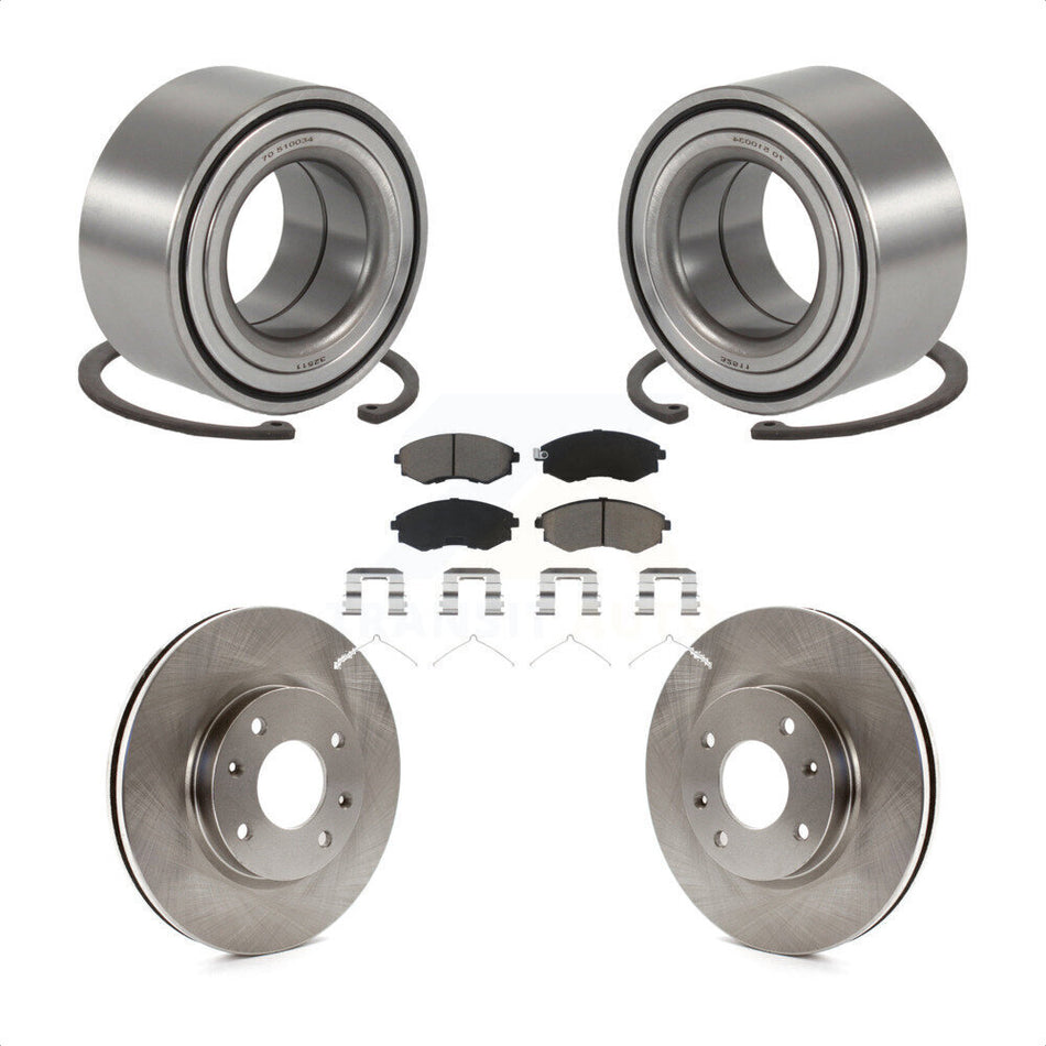 Front Wheel Bearing With Disc Brake Rotors And Ceramic Pads Kit For 2004 Hyundai Sonata To 09 03 KBB-118594
